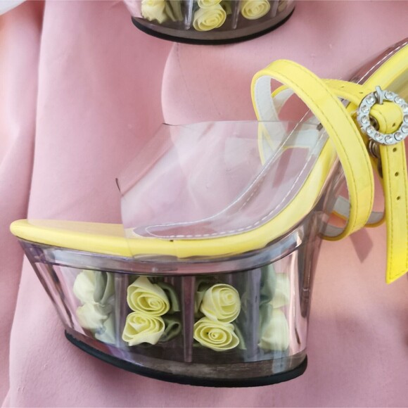 Women's Size 9 Yellow Rose Filled Heels Pleaser Style Halloween Cosplay Costume - Picture 3 of 13